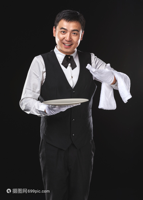 男服务生托托盘动作技巧与餐饮服务规范